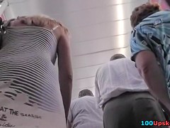 Spectacular upskirt on the stairs