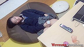 Spied On Japanese teen 18+ Babe Bathes And Fingers Hairy Pussy
