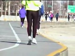 Sports woman running and waving candid ass on my cam 01zb