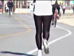Sports woman running and waving candid ass on my cam 01zb