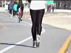 Sports woman running and waving candid ass on my cam 01zb