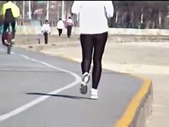 Sports woman running and waving candid ass on my cam 01zb