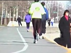 Sports woman running and waving candid ass on my cam 01zb