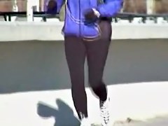 Sports woman running and waving candid ass on my cam 01zb
