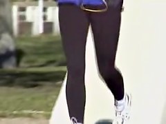 Sports woman running and waving candid ass on my cam 01zb