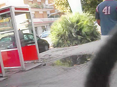 Spy beautiful blonde's ass in tight jeans and wedges