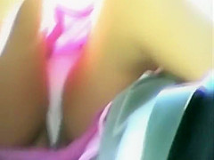 Spying between her thighs during a kiss