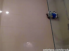 Step daddy Cums And Showers On Cam