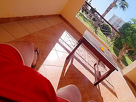 Stepmom Jerked Off Right On The Terrace And Was Awarded With A Creampie