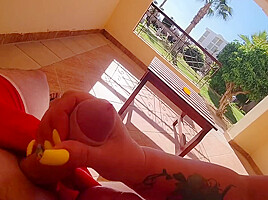 Stepmom Jerked Off Right On The Terrace And Was Awarded With A Creampie