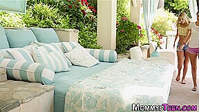 Stepmom licked in 3way