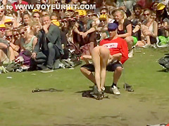 Striptease in front of massive audience