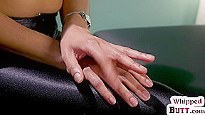 Submissive lez BDSM ebony whipped by nurse after casting