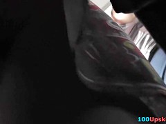 Super gripping redhead upskirt clip