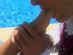 Superb German Blonde Seducing A Hard Pecker In The Backyard