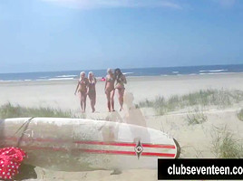 Surfer lesbian teens 18+ lick and finger pussies