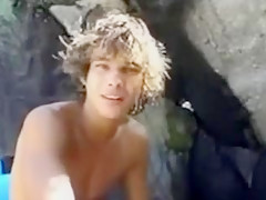 Surfer strips, masturbates