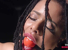 Suspensionbondage Ebony asstoyed by master till climax limit