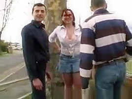 Sylvie, french BBW, fucked by 2 men in the street