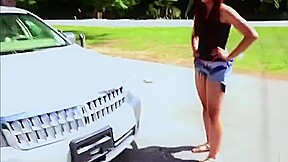 Tanned Beauty Jamie Marleigh Tight Pussy Fucked In The Car
