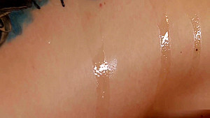 Tattooed Natural Busty Babe Sucks Masseurs Cock