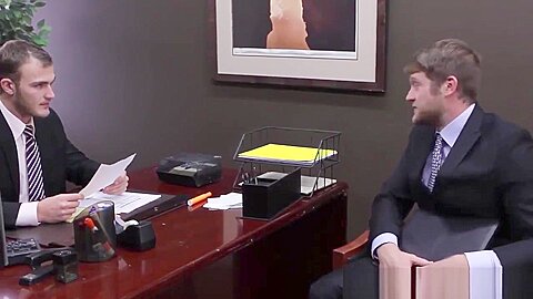 Tattooed officestud rams applicants asshole all over his des