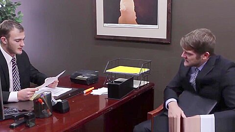 Tattooed officestud rams applicants asshole all over his des