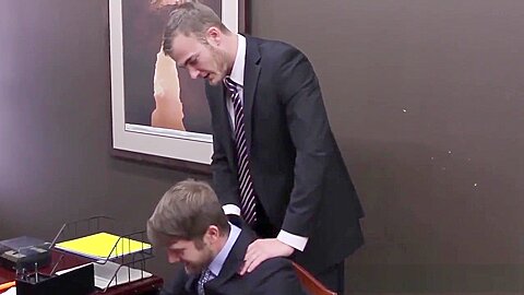 Tattooed officestud rams applicants asshole all over his des