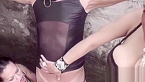 Tgirls fucking slave and getting sucked