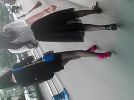 The girl in crotchless pantyhose and her friend