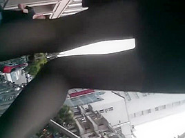 The girl in crotchless pantyhose and her friend
