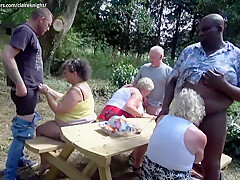 Three BBW Grannies go dogging in the park