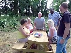 Three BBW Grannies go dogging in the park
