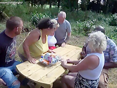 Three BBW Grannies go dogging in the park