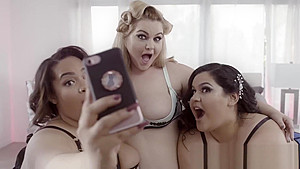Three chubby women fucked at once