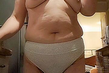 Tidying Up In The Kitchen Eating With Straw Berry, Hot Milf And Hot Step mommy