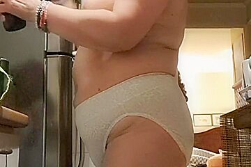 Tidying Up In The Kitchen Eating With Straw Berry, Hot Milf And Hot Step mommy