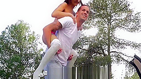 Tiny4k Lean flexible brunette Lea Guerlin takes big dick