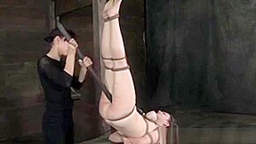 Tit Bondage Skank Handles Massive Dildo