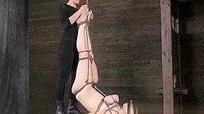 Tit Bondage Skank Handles Massive Dildo