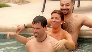 Trish engages in steamy foreplay during some fun time at the pool