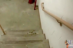 Ts Sasha Strokes Gets Jacked Off And Jacks Off A Man In A Staircase!