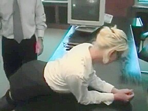 Two employees spanked