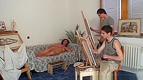 Two horny buddies fuck granny