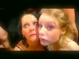 Two lovely sluts gangbanged and facialized