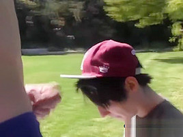 Two very cute youngsters lusty anal fucking in the backyard
