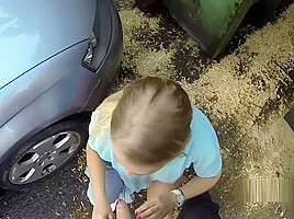 Uniformed cop fucks blonde outdoors
