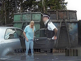 Uniformed cop fucks blonde outdoors