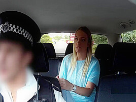 Uniformed cop fucks blonde outdoors