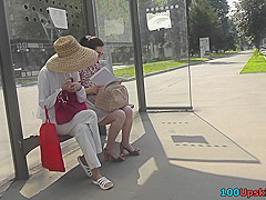 Upskirt porn with a flabby ass gal in a public place